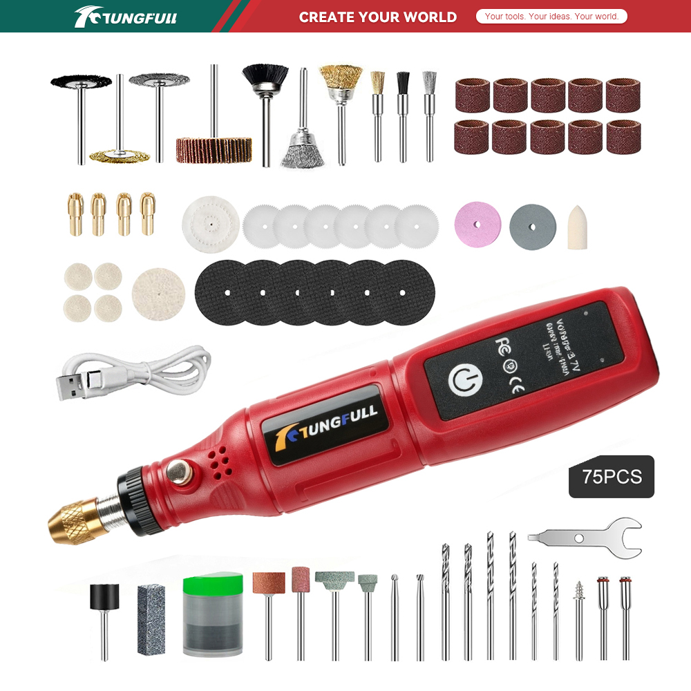 Jewelry Making Drill - Беспроводной роторный инструмент TUNGFULL 3.7V с